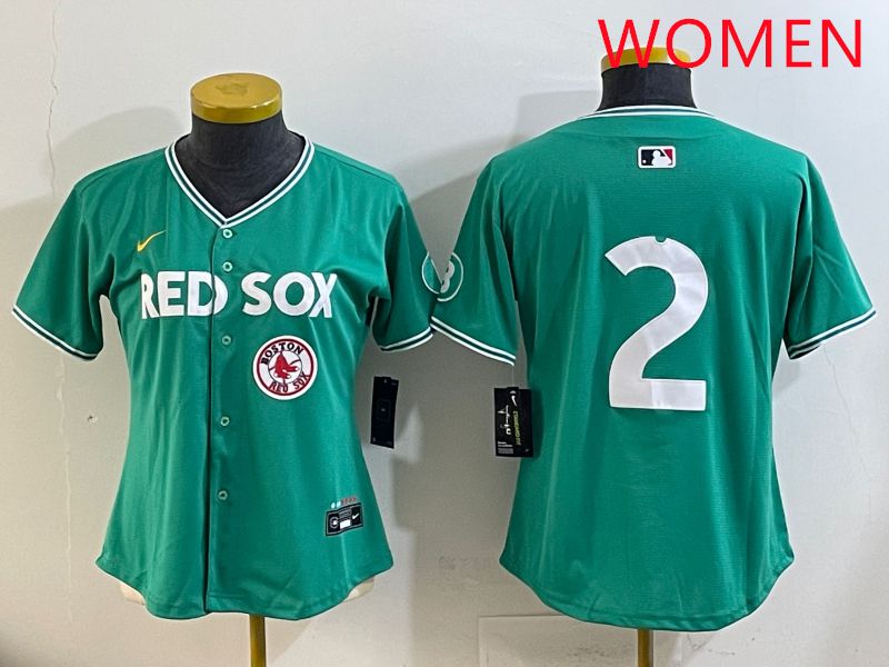 Women Boston Red Sox 2 No Name Green Joint Name Nike 2025 MLB Jersey style 10